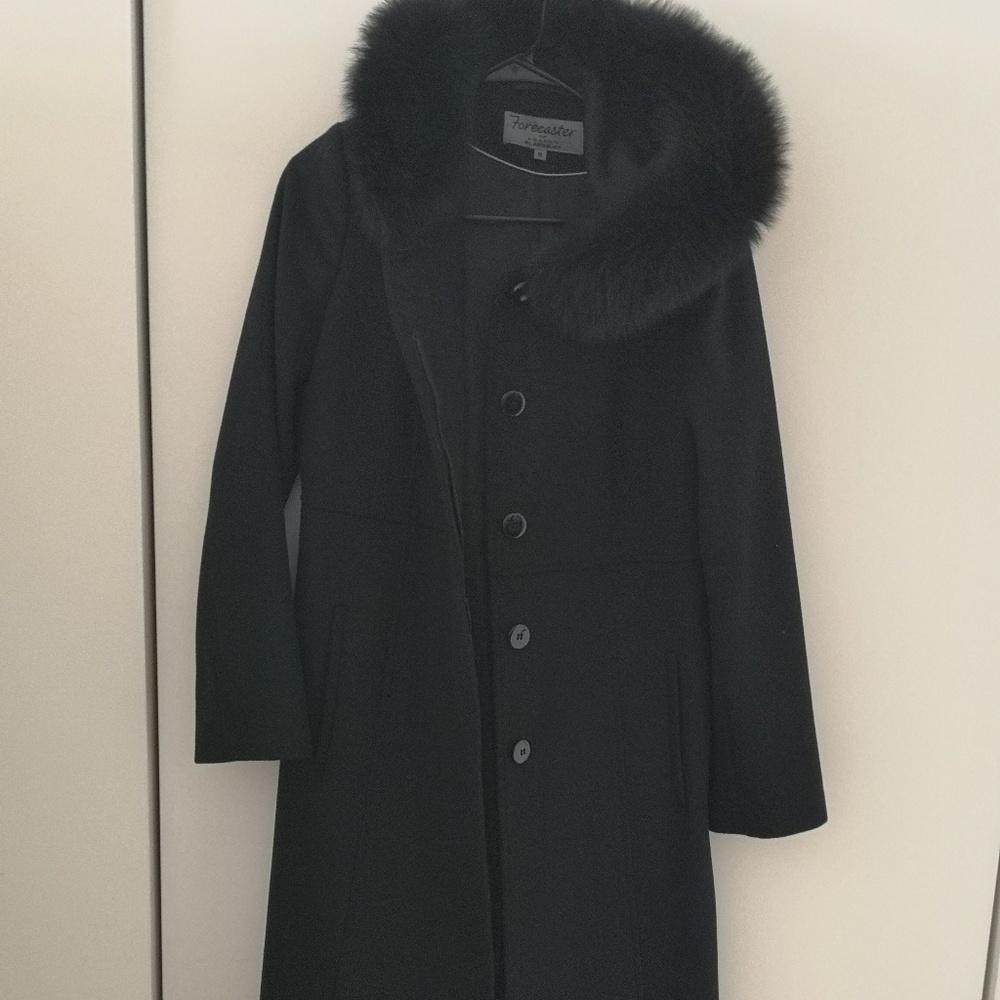 Forecaster fox fur collar maxi coat
